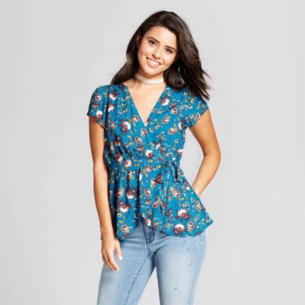 Printed Surplice Top